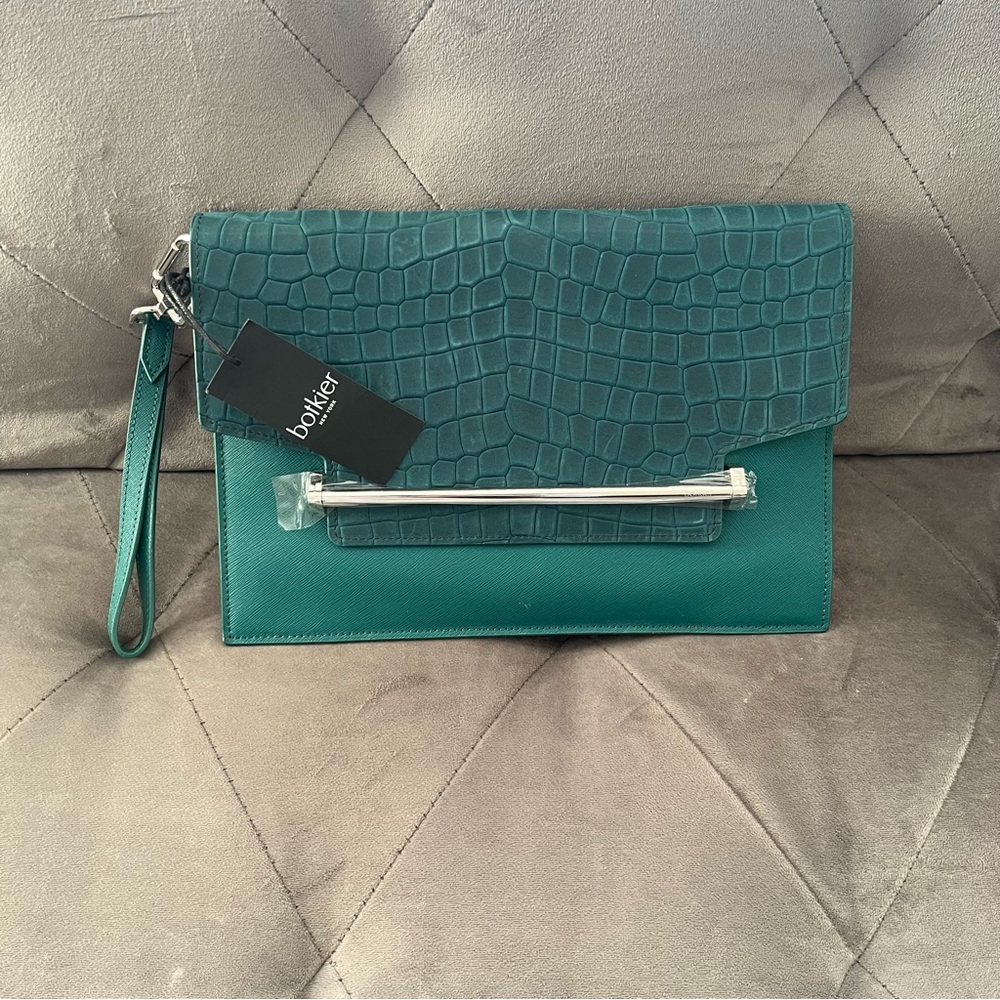 Botkier Lennox Flap Clutch – Emerald Croco